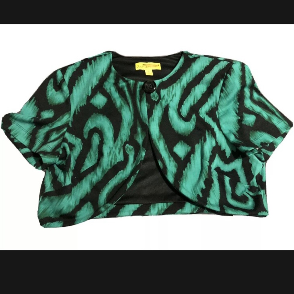 Clari.e Women's 8 Green Black Shrug Psychedelic